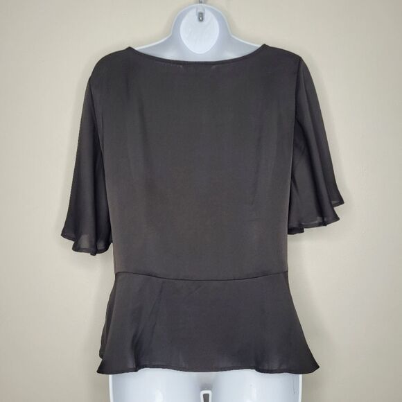 Express black satin twist front office siren classic workwear size large - Picture 2 of 9